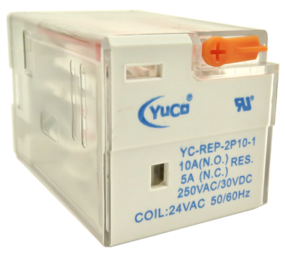 YC-REP-2P10-1 ICE CUBE GENERAL PURPOSE RELAY OCTAL BASE 8PIN 2PDT 10AMP 24VAC 50/60HZ  AC-COIL