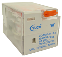 YC-REP-2P10-2 YuCo ICE CUBE GENERAL PURPOSE RELAY OCTAL BASE 8PIN 2PDT 10AMP 110/120V 50/60HZ  AC-COIL