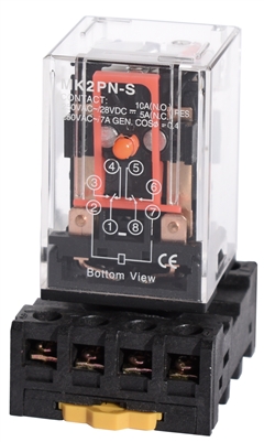 YC-REP-2P10A-6D-S 8-Pin Ice Cube General Purpose Relay + Socket - DC - 12V + 8-Pin Socket Base