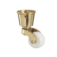 Brass Cup Castor with White Ceramic Wheel