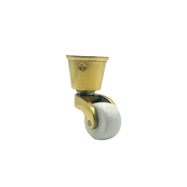 Brass Cup Castor with White Ceramic Wheel
