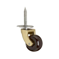 Screw Plate Brass Castor - Brown Ceramic Wheel
