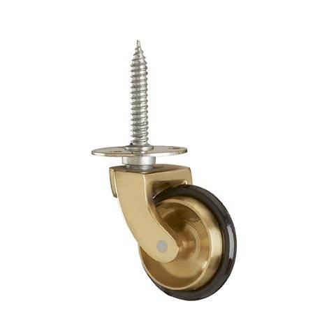 Brass Castor with Rubber Wheel and Screw Plate