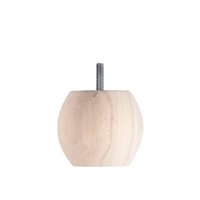 Round wooden sofa leg, unstained, 77mm height with an M8 thread.