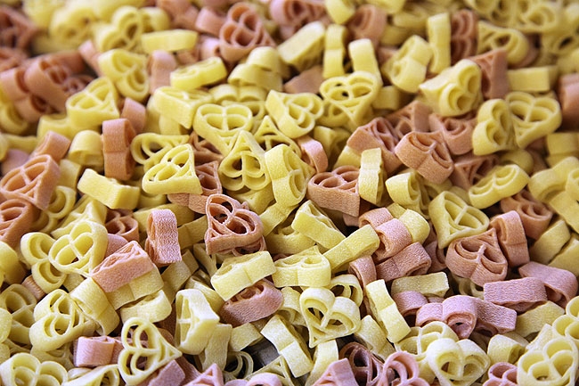 fresh pasta ravioli in a heart shape, Valentine's Day Special 