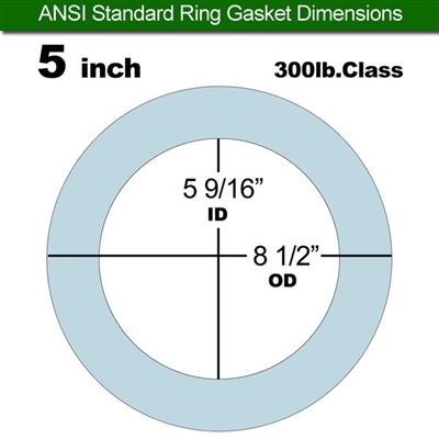 Teadit 1082SAN NSF61 Ring Gasket - 300 Lb. - 1/8" Thick - 5" Pipe