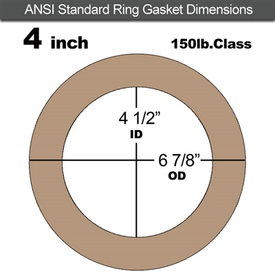 Teadit TealonÂ® Ring Gasket - 150 Lb. - 1/8" Thick - 4" Pipe