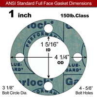 Garlock 3000 NBR Full Face Gasket - 150 Lb. - 1/16" Thick - 1" Pipe