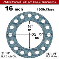 Garlock 3000 NBR Full Face Gasket - 150 Lb. - 1/16" Thick - 16" Pipe