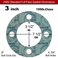 Garlock 3000 NBR Full Face Gasket - 150 Lb. - 1/16" Thick - 3" Pipe