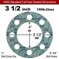 Garlock 3000 NBR Full Face Gasket - 150 Lb. - 1/16" Thick - 3-1/2" Pipe