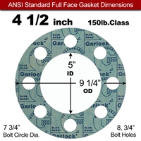 Garlock 3000 NBR Full Face Gasket - 150 Lb. - 1/16" Thick - 4-1/2" Pipe