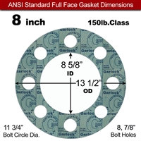 Garlock 3000 NBR Full Face Gasket - 150 Lb. - 1/16" Thick - 8" Pipe