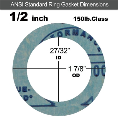 Garlock 3000 NBR Ring Gasket - 150 Lb. - 1/16" Thick - 1/2" Pipe
