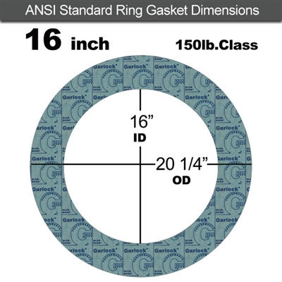 Garlock 3000 NBR Ring Gasket - 150 Lb. - 1/16" Thick - 16" Pipe
