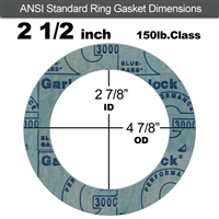 Garlock 3000 NBR Ring Gasket - 150 Lb. - 1/16" Thick - 2-1/2" Pipe