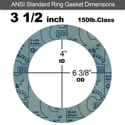 Garlock 3000 NBR Ring Gasket - 150 Lb. - 1/16" Thick - 3-1/2" Pipe