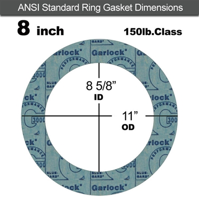 Garlock 3000 NBR Ring Gasket - 150 Lb. - 1/16" Thick - 8" Pipe