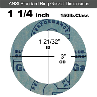 Garlock 3000 NBR Ring Gasket - 150 Lb. - 1/8" Thick - 1-1/4" Pipe