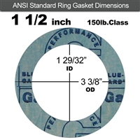 Garlock 3000 NBR Ring Gasket - 150 Lb. - 1/8" Thick - 1-1/2" Pipe