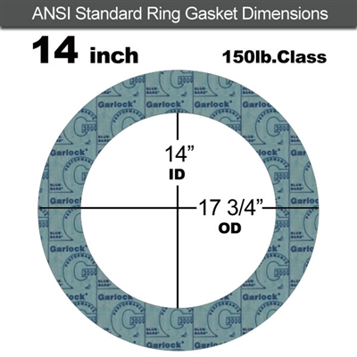 Garlock 3000 NBR Ring Gasket - 150 Lb. - 1/8" Thick - 14" Pipe