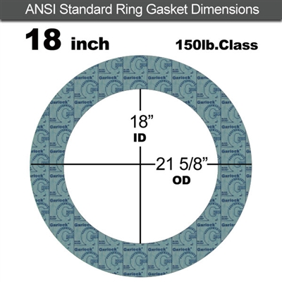 Garlock 3000 NBR Ring Gasket - 150 Lb. - 1/8" Thick - 18" Pipe