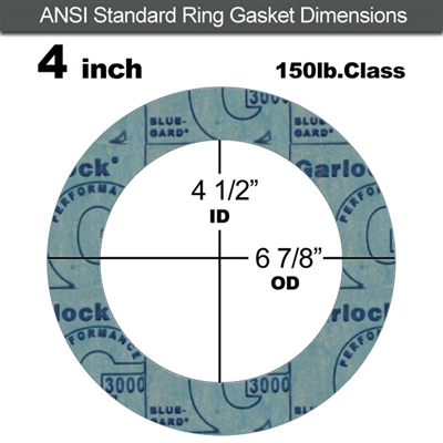 Garlock 3000 NBR Ring Gasket - 150 Lb. - 1/8" Thick - 4" Pipe