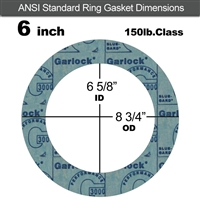 Garlock 3000 NBR Ring Gasket - 150 Lb. - 1/8" Thick - 6" Pipe
