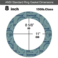 Garlock 3000 NBR Ring Gasket - 150 Lb. - 1/8" Thick - 8" Pipe