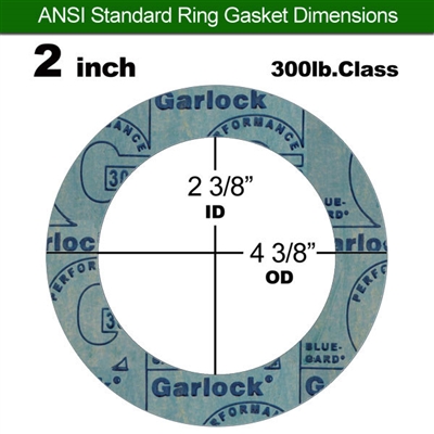 Garlock 3000 NBR Ring Gasket - 300 Lb. - 1/16" Thick - 2" Pipe