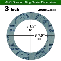 Garlock 3000 NBR Ring Gasket - 300 Lb. - 1/16" Thick - 3" Pipe