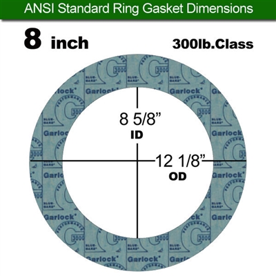 Garlock 3000 NBR Ring Gasket - 300 Lb. - 1/16" Thick - 8" Pipe