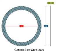 Garlock 3000 NBR Ring Gasket - 300 Lb. - 1/8" Thick - 36" Pipe