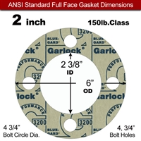 Garlock 3200 SBR Full Face Gasket - 150 Lb. - 1/16" Thick - 2" Pipe