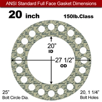 Garlock 3200 SBR Full Face Gasket - 150 Lb. - 1/16" Thick - 20" Pipe