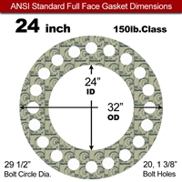 Garlock 3200 SBR Full Face Gasket - 150 Lb. - 1/8" Thick - 24" Pipe