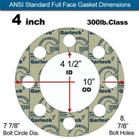 Garlock 3200 SBR Full Face Gasket - 300 Lb. - 1/8" Thick - 4" Pipe