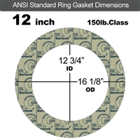 Garlock 3200 SBR Ring Gasket - 150 Lb. - 1/16" Thick - 12" Pipe