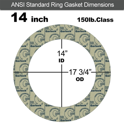 Garlock 3200 SBR Ring Gasket - 150 Lb. - 1/16" Thick - 14" Pipe