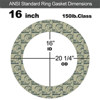 Garlock 3200 SBR Ring Gasket - 150 Lb. - 1/16" Thick - 16" Pipe