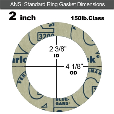 Garlock 3200 SBR Ring Gasket - 150 Lb. - 1/16" Thick - 2" Pipe