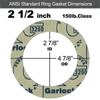 Garlock 3200 SBR Ring Gasket - 150 Lb. - 1/16" Thick - 2-1/2" Pipe