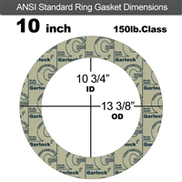 Garlock 3200 SBR Ring Gasket - 150 Lb. - 1/8" Thick - 10" Pipe