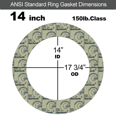 Garlock 3200 SBR Ring Gasket - 150 Lb. - 1/8" Thick - 14" Pipe