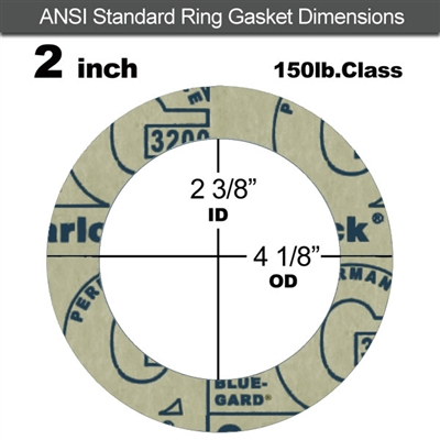 Garlock 3200 SBR Ring Gasket - 150 Lb. - 1/8" Thick - 2" Pipe