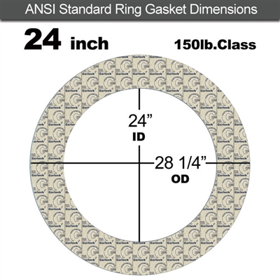 Garlock 3200 SBR Ring Gasket - 150 Lb. - 1/8" Thick - 24" Pipe