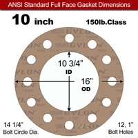 Garlock 3500 Fawn GylonÂ® Full Face Gasket - 150 Lb. - 1/16" Thick - 10" Pipe