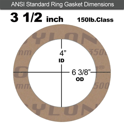 Garlock 3500 Fawn GylonÂ® Ring Gasket - 150 Lb. - 1/16" Thick - 3-1/2" Pipe