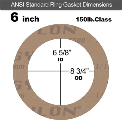 Garlock 3500 Fawn GylonÂ® Ring Gasket - 150 Lb. - 1/16" Thick - 6" Pipe