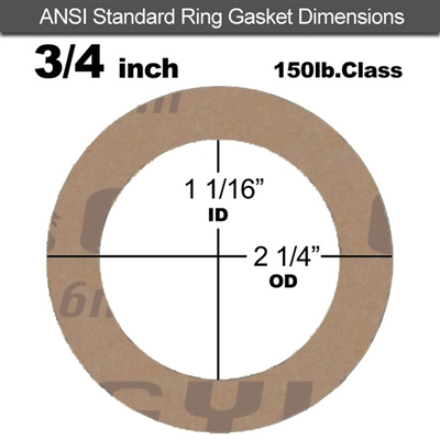Garlock 3500 Fawn GylonÂ® Ring Gasket - 150 Lb. - 1/8" Thick - 3/4" Pipe